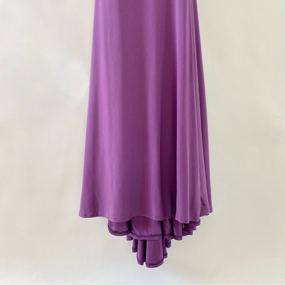 Terani Couture One Shoulder Rhinestone Beaded Formal Maxi Gown Dress Purple 0 - Picture 5 of 16